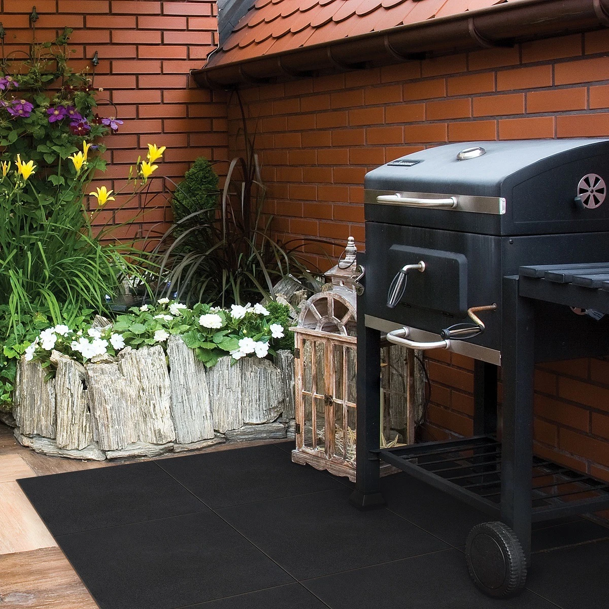 Rubber patio tile - 500x500 blue slate